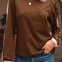  HIDDEN GEMS | Varsity Stripe Crewneck Long Sleeve Top