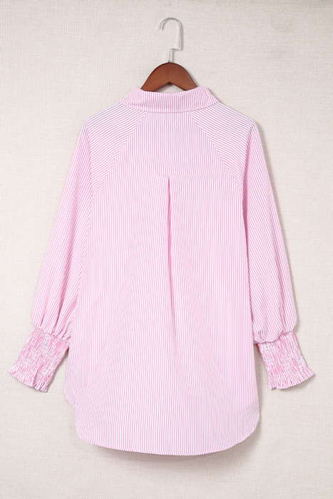 HIDDEN GEMS | Stripe Smocked Cuff Buttoned Shirt