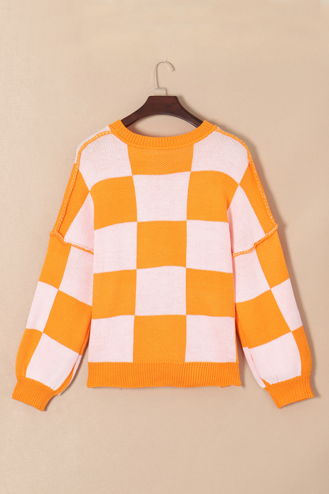 HIDDEN GEMS | Checker Bishop Sleeve Sweater