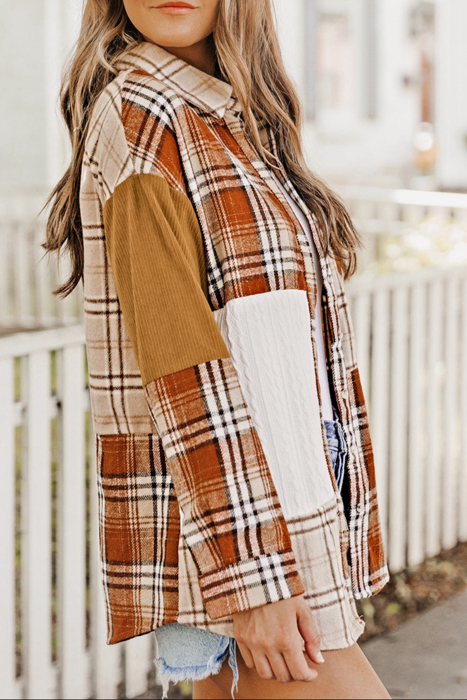 HIDDEN GEMS | Plaid Colorblock Patchwork Shirt Jacket