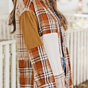  HIDDEN GEMS | Plaid Colorblock Patchwork Shirt Jacket
