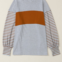  HIDDEN GEMS | Stripe Colorblock Bishop Sleeve Top