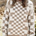  HIDDEN GEMS | Checker Round Neck Drop Shoulder Sweater