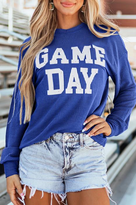 HIDDEN GEMS | GAME DAY Corded Long Sleeve Crewneck Top