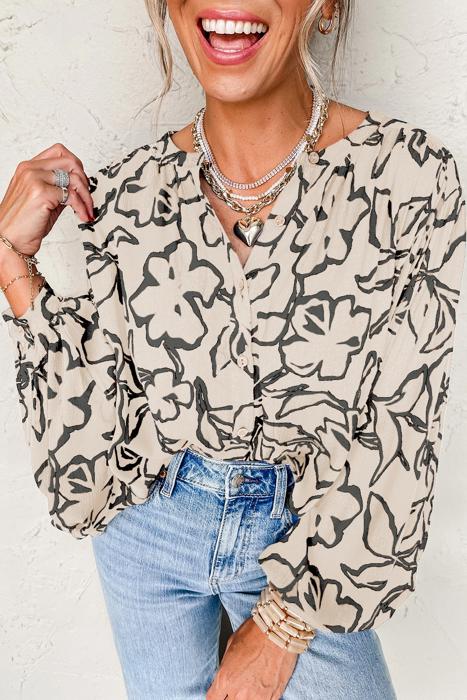 HIDDEN GEMS | Floral Batwing Sleeve Buttoned Shirt