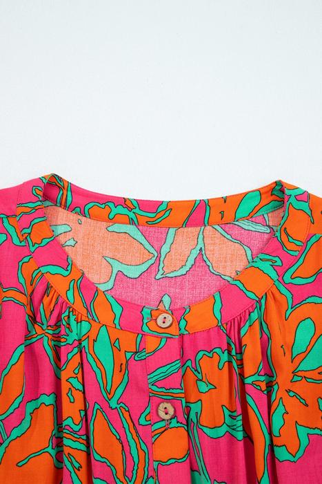 HIDDEN GEMS | Floral Batwing Sleeve Buttoned Shirt