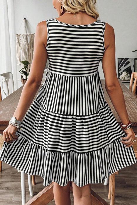 Catalina Tiered Stripe Sleeveless Dress
