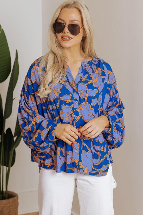 HIDDEN GEMS | Floral Batwing Sleeve Buttoned Shirt