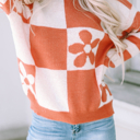  HIDDEN GEMS | Checker Floral Stripe Patchwork Sweater