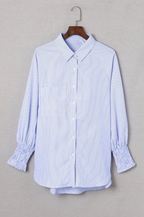 HIDDEN GEMS | Stripe Smocked Cuff Buttoned Shirt