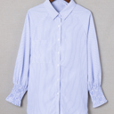  HIDDEN GEMS | Stripe Smocked Cuff Buttoned Shirt