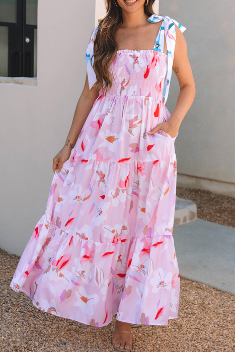 HIDDEN GEMS | Floral Tied Straps Maxi Dress