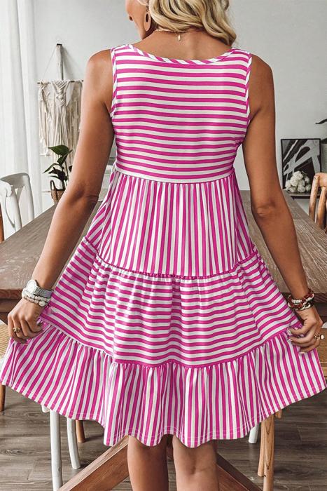 Catalina Tiered Stripe Sleeveless Dress