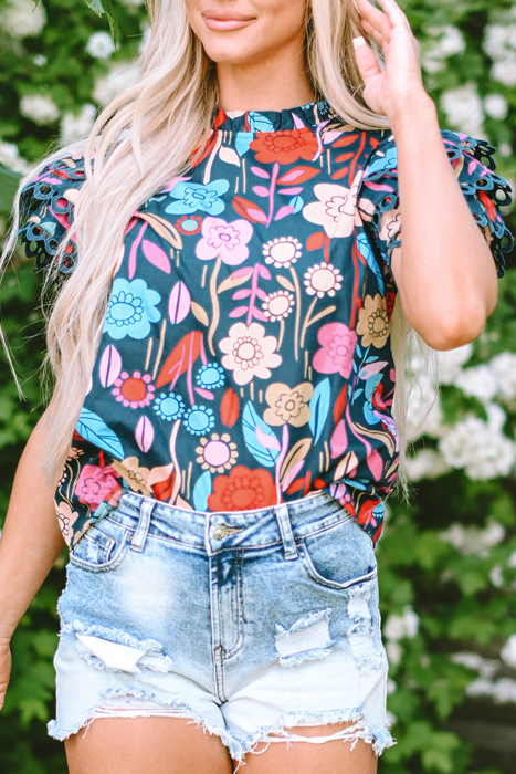 HIDDEN GEMS | Floral Tiered Ruffle Sleeve Blouse
