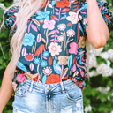  HIDDEN GEMS | Floral Tiered Ruffle Sleeve Blouse