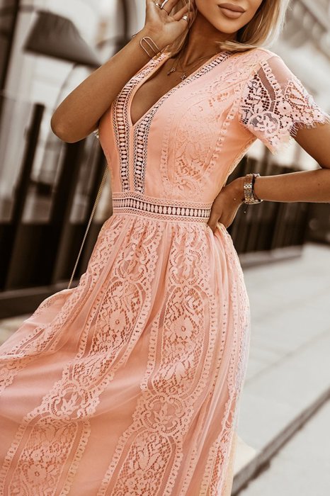 SALE! Lace Short Sleeve Maxi Dress