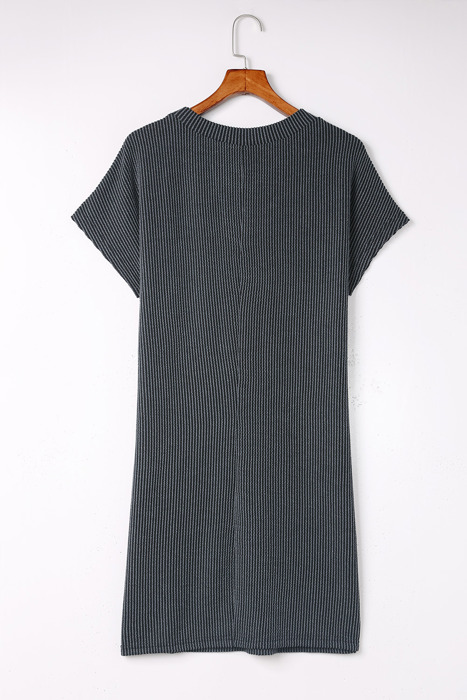 SALE! Striped Ribbed Knit Shirt Dress