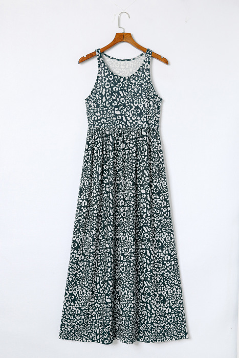 SALE! Leopard Pocketed Sleeveless Maxi Dress (Size Large)