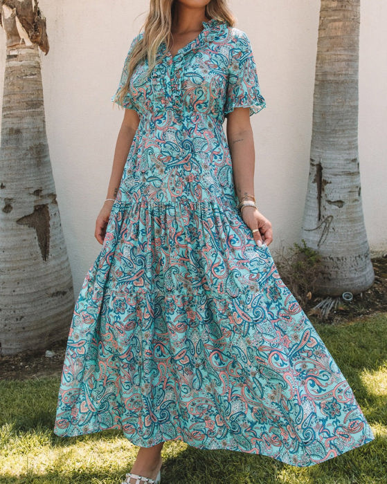 SALE! Paisley Ruffle Tiered Maxi Dress