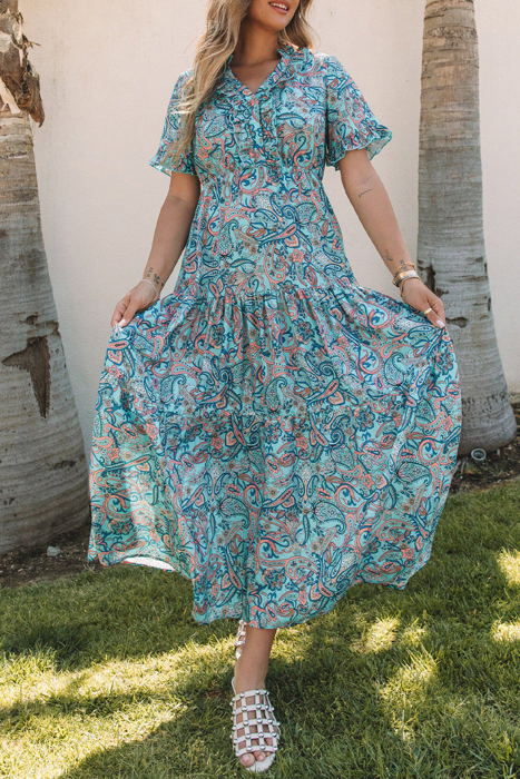 SALE! Paisley Ruffle Tiered Maxi Dress