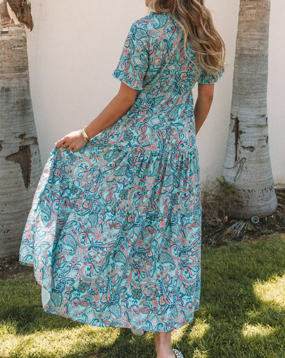 SALE! Paisley Ruffle Tiered Maxi Dress