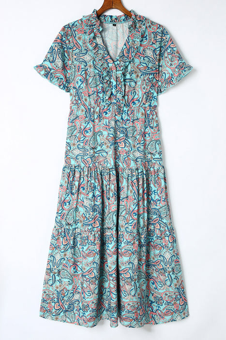 SALE! Paisley Ruffle Tiered Maxi Dress