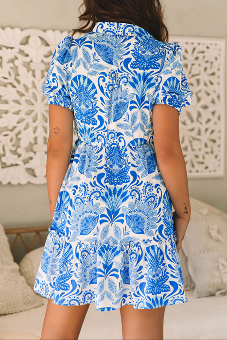 HIDDEN GEMS | Floral Ruffle Half Buttoned Dress