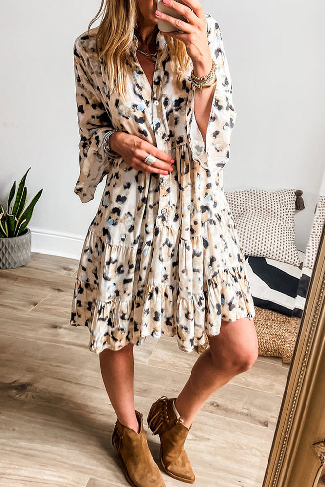 HIDDEN GEMS Layla Leopard Tiered Dress