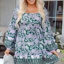  Boho Babe Floral Bubble Sleeve Dress