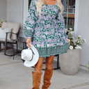  Boho Babe Floral Bubble Sleeve Dress