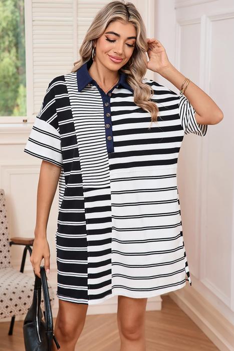 SALE! Stripe Collared T-Shirt Dress