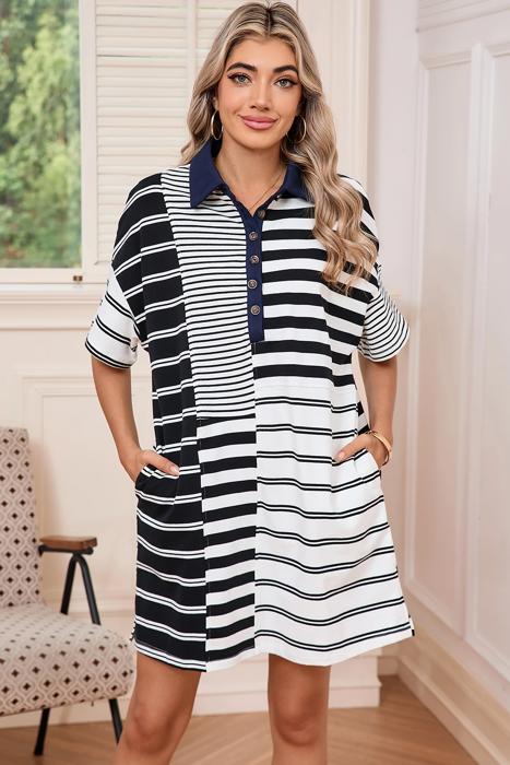 SALE! Stripe Collared T-Shirt Dress