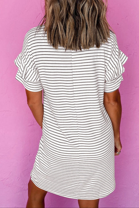 HIDDEN GEMS Essential Stripe Ruffle Dress