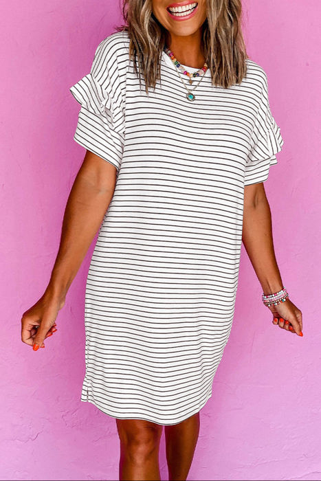 HIDDEN GEMS Essential Stripe Ruffle Dress