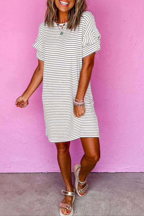 HIDDEN GEMS Essential Stripe Ruffle Dress