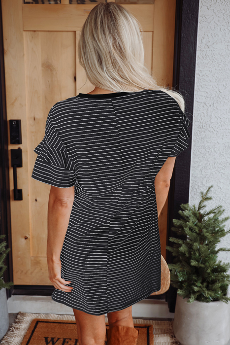 HIDDEN GEMS Essential Stripe Ruffle Dress