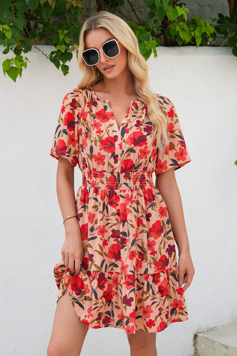 Flirty Floral Smocked Mini Dress