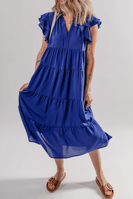 HIDDEN GEMS | Stunning Elegance Ruffle Midi Dress