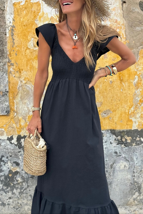 HIDDEN GEMS Ruffle Smocked Maxi Dress