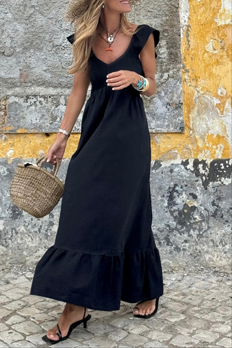 HIDDEN GEMS Ruffle Smocked Maxi Dress