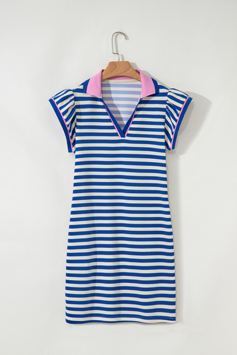 Vacation Vibes Stripe Ruffle Mini Dress