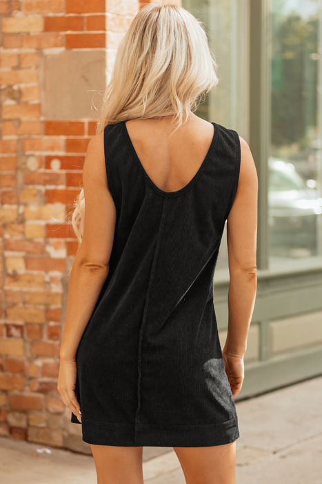 HIDDEN GEMS | Solid Corduroy Sleeveless Mini Dress