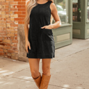  HIDDEN GEMS | Solid Corduroy Sleeveless Mini Dress