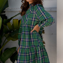  HIDDEN GEMS | Plaid Frilled Collar Long Sleeve Mini Dress