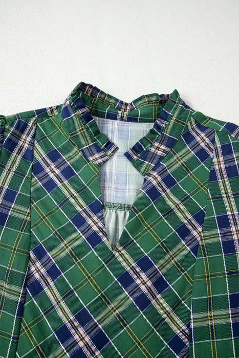 HIDDEN GEMS | Plaid Frilled Collar Long Sleeve Mini Dress