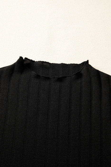 HIDDEN GEMS | Ribbed Knit Patchwork Long Sleeve Dress