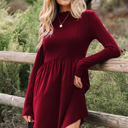  HIDDEN GEMS | Ribbed Knit Patchwork Long Sleeve Dress