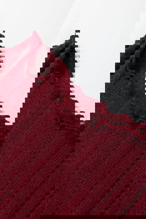 HIDDEN GEMS | Ribbed Knit Patchwork Long Sleeve Dress