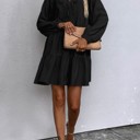  HIDDEN GEMS | Ruffle Tied-Neck Puff Sleeve Dress