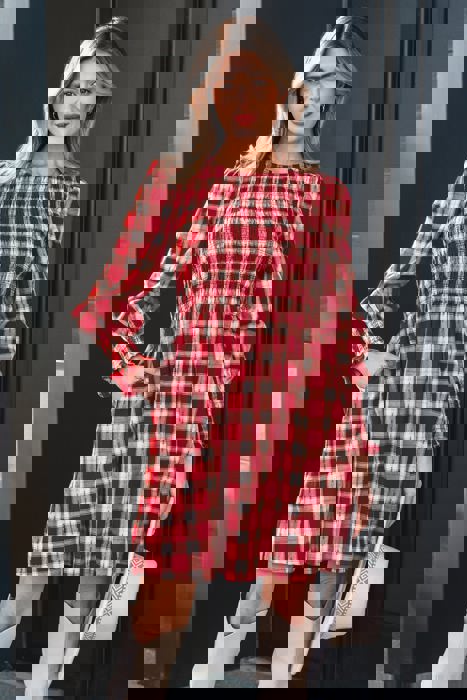 Picture Perfect Plaid Smocked Dress